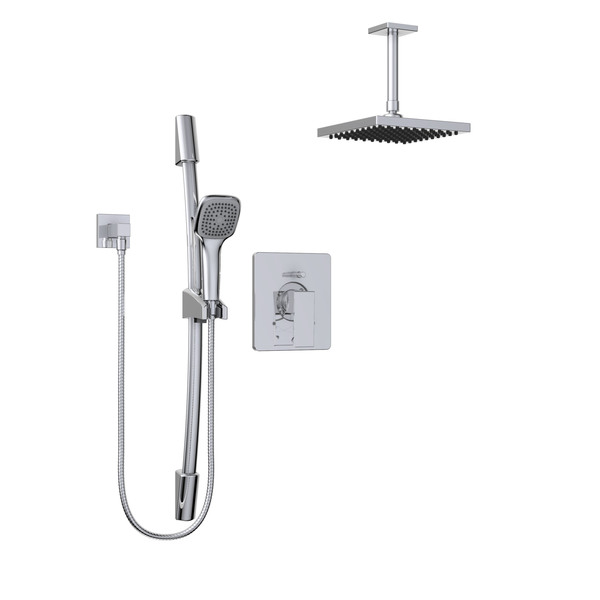 Keeney Mfg Square Shower System with Pressure Balanced Rough-In Valve, Ceiling KIT-QUA130CCP06